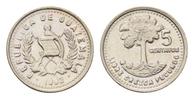 Гватемала 5 сентаво 1992 KM 276 медно-никель UNC 4649-268