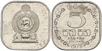 Шри-Ланка 5 центов 1978 KM 139a алюминий 4136-655