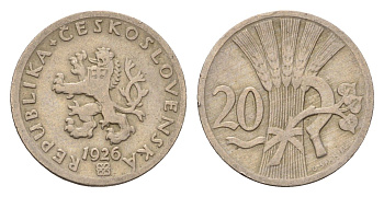 Чехословакия 20 геллеров 1926 KM 1 медно-никель 4643-1049