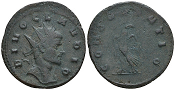 Римская Империя антониниан 270 Клавдий II Готский, посмертная чеканка, DIVO CLAVDIO, бюст императора / CONSACRATIO, орел, Рим RIC 266 биллон 1073-25-43