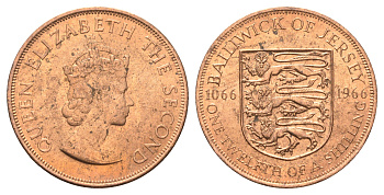 Джерси 1/12 шиллинга 1966 900 лет битве при Гастингсе KM 26 бронза aUNC 4661-115