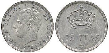 Испания 25 песет 1975 (79) Хуан Карлос I (1975-2014) KM 808 медно-никель 62-1131
