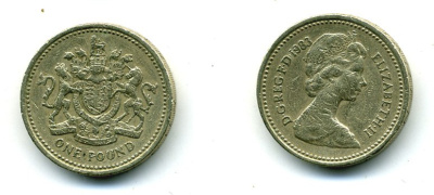 Великобритания 1 фунт 1983 Елизавета II (1952-2022) KM 933, Spink 4221 никель латунь 35-325