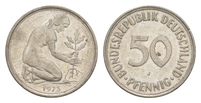 ФРГ 50 пфеннигов 1973 J KM 109.2, J. 384a медно-никель 4636-1211