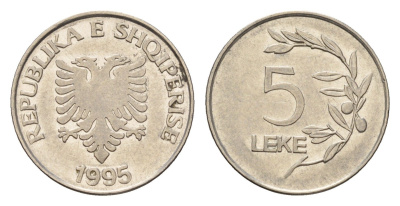 Албания 5 леков 1995 KM 76 сталь плакированная никелем 4615-1165