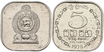 Шри-Ланка 5 центов 1978 KM 139a алюминий 4136-662