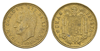 Испания 1 песета 1975 (79) Хуан Карлос I (1975-2014) KM 806 алюминиевая бронза 4708-427