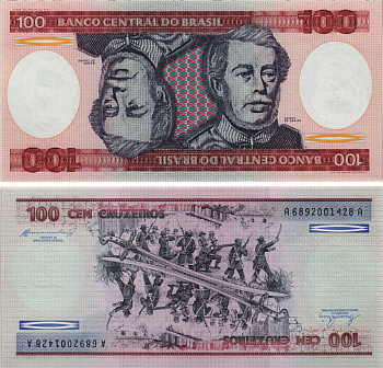 БРАЗИЛИЯ 100 КРУЗЕЙРО 1984 ПОДПИСЬ 21, ГЕОРЦОГ КАКСИАС Pick 198b бумага UNC (ПРЕСС) 8605-47-2-1