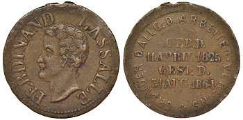 Германия жетон ND философ, юрист, экономист, агитатор Фердинанд Лассаль латунь? 4164-344