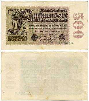 ГЕРМАНИЯ 500000000 МАРОК 1923 Pick 110 бумага 3295-53-2