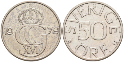 Швеция 50 эре 1979 Карл XVI Густав (1973- ) KM 855 медно-никель UNC 106-414