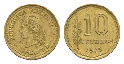 Аргентина 10 сентаво 1975 KM 66 латунь 4649-943