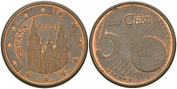 Испания 5 евроцентов 2006 KM 1042 сталь плакированная медью 96-1153