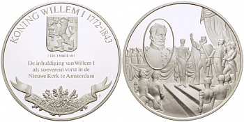 Нидерланды медаль ND серия великие правители, король Вильгельм I (1772-1843), 36 мм, 17,5 гр  серебро  PROOF  1082-8-24
