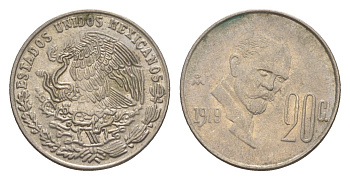 Мексика 20 сентаво 1979 Франциско Индалеси KM 442 медно-никель 4644-649