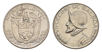 Панама 1/10 бальбоа (10 сентесимо) 1993 KM 10 медь плакированная медно-никелем UNC 4644-166