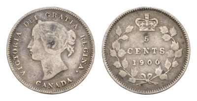 Канада 5 центов 1900 Виктория (1837-1901) KM 2 серебро 4623-521