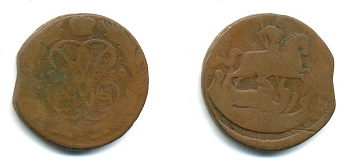 РОССИЯ 1 КОПЕЙКА 1759 медь 61-532