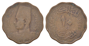 Египет 10 миллим 1943 KM 361 бронза 4660-1222