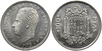Испания 100 песет 1975 (76) Хуан Карлос I (1975-2001) KM 810 медно-никель UNC 4111-1114