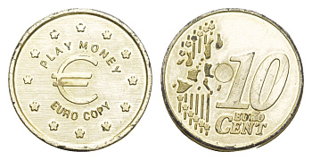 Европа игровой жетон в "10 евроцентов" ND диаметр 20 мм, вес 0,5 гр пластик 4649-625