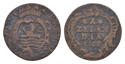 Нидерланды, Голландская Республика, Зеландия 1 дуит 1768 KM 101 медь 4655-529