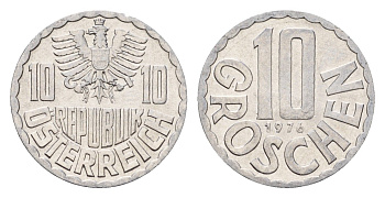 Австрия 10 грошей 1976 KM 2878 алюминий 4669-669