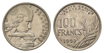 Франция 100 франков 1955 B KM 919.2 медно-никель    4660-331