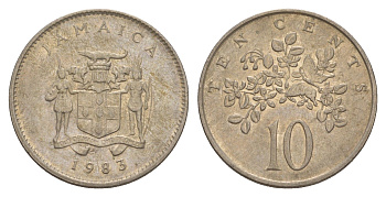 Ямайка 10 центов 1983 бабочка KM 47 медно-никель 4624-1122