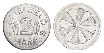 Германия игровой жетон в 2 марки ND разновидность - Ромашка, вес 0,8 гр, диаметр 20 мм алюминий UNC 4636-1035