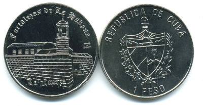 Куба 1 песо 2007 крепость Гаваны, Ла-Реаль-Фуэрса KM 880 медно-никель UNC 118-132