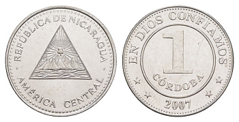 Никарагуа 1 кордоба 2007 KM 101 сталь плакированная никелем UNC 4641-413