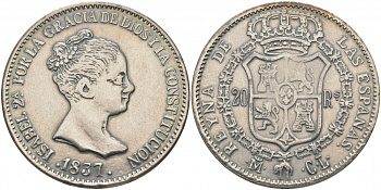 ИСПАНИЯ 20 РЕАЛОВ 1837 ИЗАБЕЛЛА, КОПИЯ 4184-1011