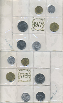 Италия набор из 6 монет 1977 оригинальная запайка    UNC  5-6-2-63