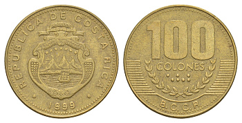 Коста-Рика 100 колонов 1999 KM 230a.1 алюминиевая бронза 4642-943