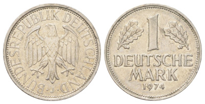 ФРГ 1 марка 1974 J KM 110, J. 385 медно-никель 4624-354