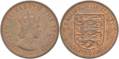 Джерси 1/12 шиллинга 1966 900 лет Нормандскому завоеванию KM 26 бронза 4545-331