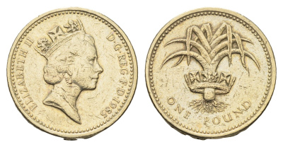 Великобритания 1 фунт 1985 Елизавета II (1952-2022) KM 941, Spink 4331 никель латунь 95-743