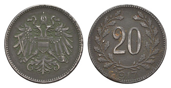 Австрия 20 геллеров 1917 KM 2826 железо 4632-648