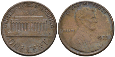 США 1 цент 1979 Линкольн KM 201 медь цинк 4580-414