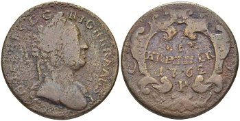 АВСТРИЯ 1 КРЕЙЦЕР 1762 P, МАРИЯ ТЕРЕЗИЯ (1740-1780) KM 1993 медь 180-535