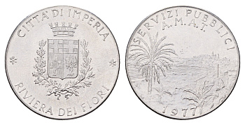 Италия, Лигурии транспортный жетон 1977 диаметр 27 мм, вес 7,9 гр нержавеющая сталь 4670-1022