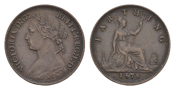 Великобритания 1 фартинг 1878 Виктория (1837-1901) KM 753, Spink 3958 бронза 4658-924