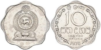 Цейлон 10 центов 1978 KM 140 a алюминий 4586-323