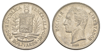 Венесуэла 2 боливара 1990 Симон Боливар Y 43a сталь плакированная никелем 4583-533