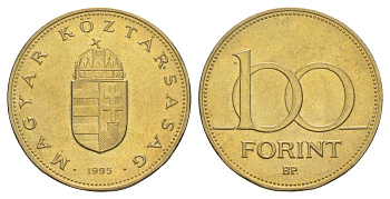 Венгрия 100 форинтов 1995 KM 698 латунь UNC 4650-342
