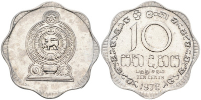 Цейлон 10 центов 1978 KM 140 a алюминий 4586-323