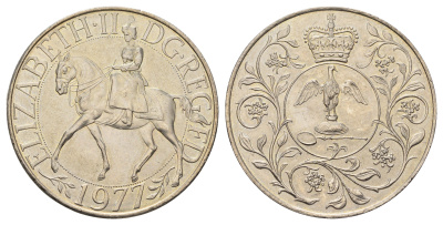 Великобритания 25 пенсов 1997 25 лет со дня коронации Елизаветы, Елизавета II (1952-2022) KM 894, Spink 4136 медно-никель UNC 54-1633