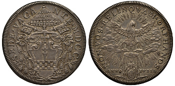 ВАТИКАН 1 ПИАСТР 1700 СЕДЕ ВАКАНТЕ Dav. 4112, Muntoni 3 серебро 00-000-00