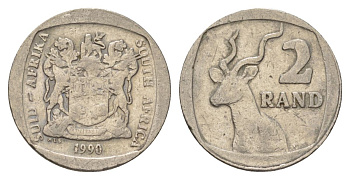 ЮАР 2 ранда 1990 KM 139 медь плакированная никелем 4626-1113